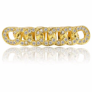 Grillz Cuban Link plaqué or avec zircone cubique, accessoire de joaillerie fine - Product Image 4