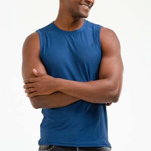 Vente chaude Fitness Gym sans manches vêtements pour hommes débardeurs fabricant en gros couleur unie sur mesure débardeurs pour hommes bleu - Product Image 1