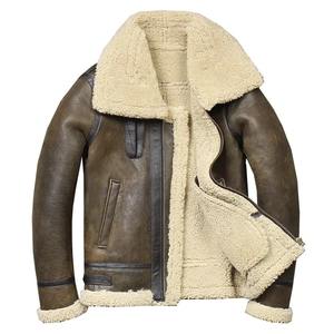 2024 chaqueta de invierno de cuero auténtico para hombre, piel de oveja, chaquetas de roca de cuero genuino, abrigos de bombardero de alta calidad para hombre - Product Image 6