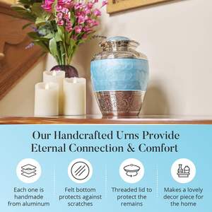 Urnes en métal modernes artisanales blanches pour les cendres humaines et les cercueils pour animaux de compagnie, forme ovale, durables et écologiques, marque Orrizen - Product Image 5