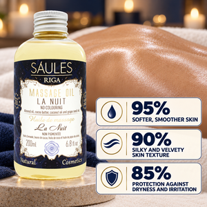 Huile de massage La Nuit 200ml, huile nourrissante pour le corps avec des huiles d'amande, de noix de coco et de pépins de raisin, beurre de cacao pour massage professionnel en spa, soin de la peau - Product Image 4