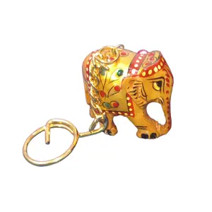 Брелок для ключей со слоном, ручная роспись, работа по дереву и рисунок слона, индийский сувенир для подарка