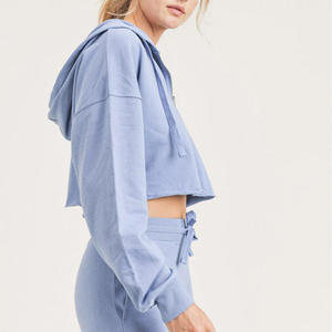 Última moda Crop Top Hood logotipo personalizado impreso recortado sudaderas con capucha mujeres Zippur sudadera Top corto personalizado Sudadera con capucha - Product Image 4