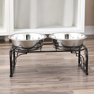 Bols d'alimentation double pour animaux de compagnie en acier inoxydable respectueux de l'environnement avec support en fer surélevé durable antidérapant facile à nettoyer en toute sécurité pour chats et chiens - Product Image 6