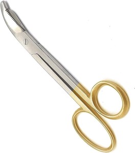 Ciseaux de coupe en acier inoxydable de haute qualité, robustes, en plastique moulé, 24 cm, avec anneaux dorés, lame dentelée - Product Image 2