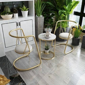 Ensemble chaise et table à balancer au design moderne de luxe mobilier d'intérieur et d'extérieur pour la maison ensemble de salle à manger de décoration de balcon en métal - Product Image 2