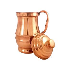 Pure Copper Jug With Gold Finished Lid for Serving Water Home Kitchen Use - Product Image 1