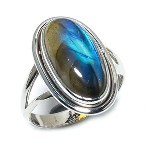 Anillo hecho a mano de plata esterlina 925 estilo bohemio con piedra preciosa labradorita, regalo de boda chapado en rodio para mujeres para fiestas - Product Image 1