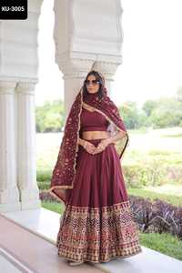 Latest Women Traditional function Wear Vichitra Silk <b>Material</b> Lehenga Choli with Low Price and Best Quality Indian Clothes - Product Image 4