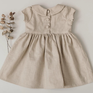 Vestido de lino suave bordado a mano para niñas, estilo informal para el primer cumpleaños de niños pequeños, OEM hecho en Vietnam - Product Image 5