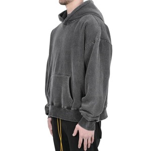 เสื้อฮู้ด French Terry สำหรับทุกเพศเสื้อมีฮู้ดผ้าคอตตอนแบบหนาเปิดไหล่หนาสำหรับสตรีทแวร์ผ้าฝ้าย100% สำหรับฤดูหนาวผ้าย้อมสีเรียบจำนวน2ชิ้น - Product Image 5