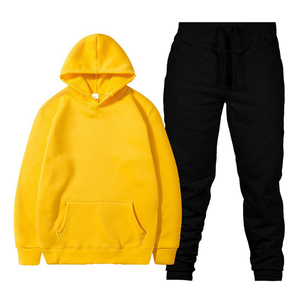 Chándal para hombre de 100% algodón de peso pesado, jersey de alta calidad, logotipo bordado personalizado, ropa de calle holgada de hip hop, chándal para hombre - Product Image 1