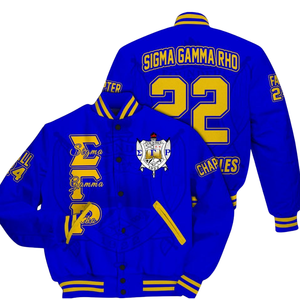 Sigma Gamma Rho 1922 Heritage Varsity Letterman Jacket Classic SGRho Ropa griega Royal Poodle Edition - Product Image 3