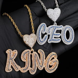 Collar con colgante de nombre personalizado de moissanita estilo hip hop, letras con efecto de hielo, colgante de corazón, joyería de lujo para hombre y mujer, regalo de hip hop. - Product Image 5