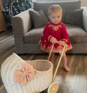 Handwoven mây wicker bé Walker búp bê wicker Xe đẩy Buggy vận chuyển giỏ nôi cho búp bê teddies xe đẩy em bé bán buôn - Product Image 4