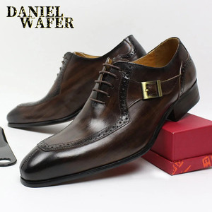 Scarpe eleganti classiche da uomo in pelle di vacchetta scarpe di lusso fatte a mano per uomo - Product Image 5
