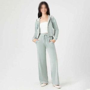 Conjunto Deportivo de Dos Piezas para Mujer, Sudadera con Capucha Corta y Cordón Ajustable en el Dobladillo, Estilo Informal - Product Image 5