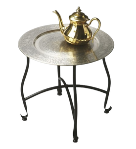 Meubles de maison indiens fabriqués à la main incrustation de bois marocain meubles de salon en bois à dessus arrondi table marocaine - Product Image 2