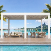 Pergola en aluminium thermolaqué résistant au vent et aux UV avec toit rétractable pour jardin, balcon, café, complexe hôtelier