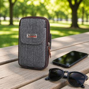 Sac de ceinture pour téléphone en toile pour homme, pochette multifonctionnelle horizontale et verticale, sac banane - Product Image 2