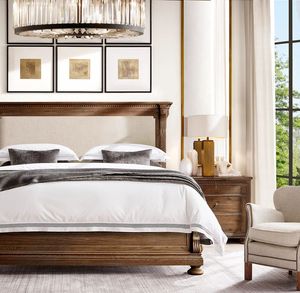 French Style Antique Bedroom Furniture king <b>Queen</b> <b>Size</b> Adult Wooden Double Oak Wood <b>Beds</b> - Product Image 3