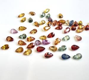 Pera de zafiro multicolor calentada solo natural 5x7mm Calidad AAA facetada normal-Pera de zafiro multicolor suelta facetada - Product Image 1