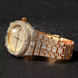 Reloj de Pulsera de Cuarzo Resistente al Agua con Correa de Cuero en Tono Oro Rosa y Diamantes de Moissanita con Claridad VVS Mejorada, Unisex, Deportivo, de Moda y para Negocios - Product Image 5