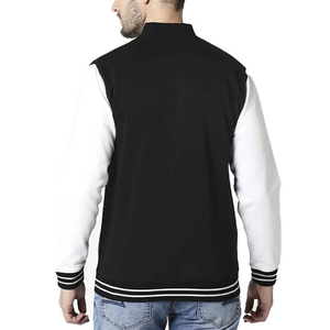 Veste universitaire Oem classique noire en polaire avec rayures blanches pour hommes, personnalisée 100% de haute qualité - Product Image 2