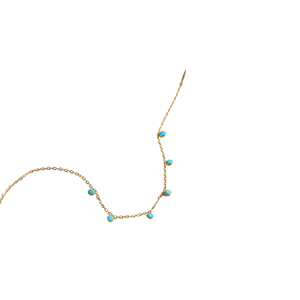 Collar de Acero Inoxidable Chapado en Oro de 18K J&D con Pequeño Colgante de Turquesa Azul, Collares de Cristal - Product Image 3