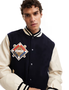 Hombres Varsity Baseball College Bomber Jacket para hombres Vintage Letterman Casual Varsity Jacket Bordado Chenille Patches 3D Patch - Product Image 4