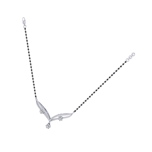 Mangalsutra de Plata de Ley Chapada en Rodio y Oro Blanco de 14K, Estilo Vintage, con Circonita Cúbica, 88 Piedras, 43cm Ajustable - Product Image 6