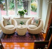 Ecowoodies Ensemble de mobilier d'extérieur traditionnel pour villa et jardin, avec coussins imperméables, fauteuils de relaxation et canapés gonflables en rotin, pour hôtels et parcs