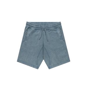 กางเกงขาสั้นซับเหงื่อของผู้ชายผ้าย้อมสีจางแบบวินเทจผ้า100% ความเป็นกรดแห้งเร็วสไตล์สตรีท - Product Image 3