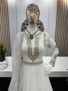 Top à broderie lourde-Dupatta avec fond entièrement cousu Travail traditionnel indien ethnique à paillettes Nouvelle robe de créateur en gros - Product Image 2