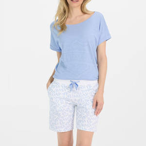 Ensemble t-shirt et short à manches courtes pour la vente en ligne 100% coton Ensemble t-shirt et short coupe ajustée pour femme - Product Image 2