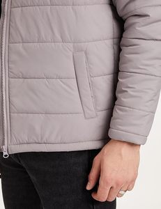 wholesale custom logo design OEM collar zipper puffer <b>jackets</b> <b>grey</b> colour men streetwear <b>jackets</b> - Product Image 5