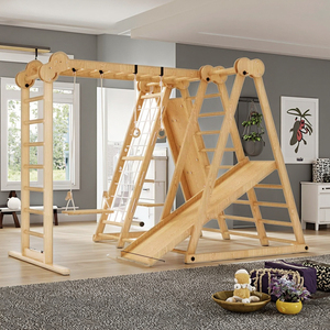 Structure <span class=keywords><strong>de</strong></span> jeu <span class=keywords><strong>Montessori</strong></span> en bois 8-en-1 pour tout-petits avec balançoire et structure d'escalade – <span class=keywords><strong>Aire</strong></span> <span class=keywords><strong>de</strong></span> <span class=keywords><strong>jeux</strong></span> écologique pour enfants - Product Image 1