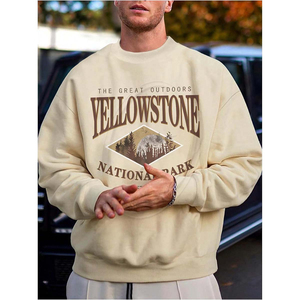 Sweatshirts graphiques personnalisés pour hommes Sweat-shirt à col rond respirant à manches longues, hauts pullover à épaules tombantes - Product Image 4