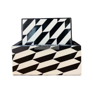 Incrustation d'os faite à la main en forme de rectangle doublure noire et blanche incrustation d'os avec des sous-verres personnalisés polis de haute qualité fournitures de cuisine - Product Image 2