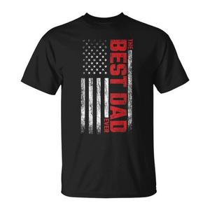 T-shirt « Meilleur papa de tous les temps » avec drapeau américain au dos – Vêtements promotionnels « Meilleur papa de la planète » - Product Image 1