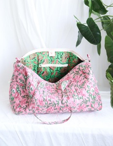 Sac de voyage décontracté de luxe pour femmes, motif floral, tissu en coton, fermeture éclair, grande capacité, écologique, durable, pour le week-end - Product Image 4