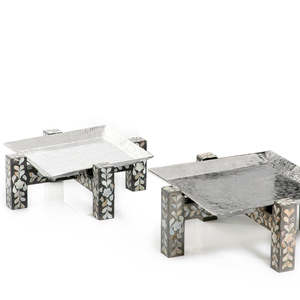 Plateau de service en nacre bleue de haute qualité avec porte-cendres de brûleur Bakhoor pour les mariages et les hôtels pour le Ramadan - Product Image 6