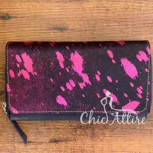 Best-seller Portefeuille en cuir véritable métallisé à cheveux pour femme Portefeuille pour carte de crédit en cuir de vachette occidentale Pochette de téléphone de luxe tendance - Product Image 1