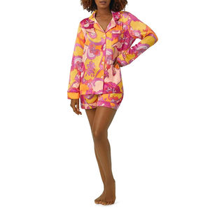 Pijamas de Algodón Estampados Personalizados con Dibujos Animados a Rayas, de Secado Rápido, para Mujer, Cintura Elástica, Conjunto de Tres Piezas, Primavera Otoño - Product Image 5