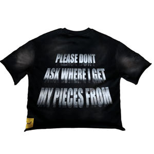 Personalizado 2025 nueva ropa de calle Vintage lavado camiseta impresa algodón crudo pesado dobladillo cuadrado recortado ácido lavado camiseta para hombres - Product Image 2