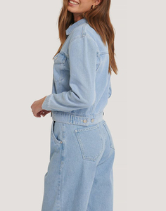 Veste en jean d'hiver pour femmes de haute qualité, couleur unie, coton lavé, respirant, veste en jean décontractée à vendre - Product Image 6