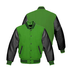 Veste de baseball varsity pour homme de haute qualité en gros, col montant, broderie sur le devant, style urbain - Product Image 3
