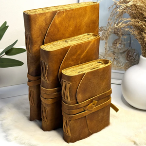 Cuaderno promocional de cuero marrón antiguo hecho a mano suave borde de cubierta bocetos diarios de escritura estilo Vintage cerradura en relieve 7x5 - Product Image 4