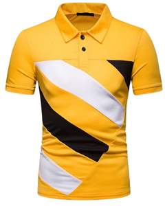 Camiseta Polo Personalizada para Hombre, Color Amarillo, Negro y Blanco, Bloques de Color, Manga Corta, para Golf y Deportes, Transpirable, de Secado Rápido, Informal, OEM - Product Image 1