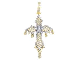 Colgante de cruz de plata 925 chapado en oro rosa de moda con diamante de moissanita para regalos de aniversario o eventos especiales - Product Image 1